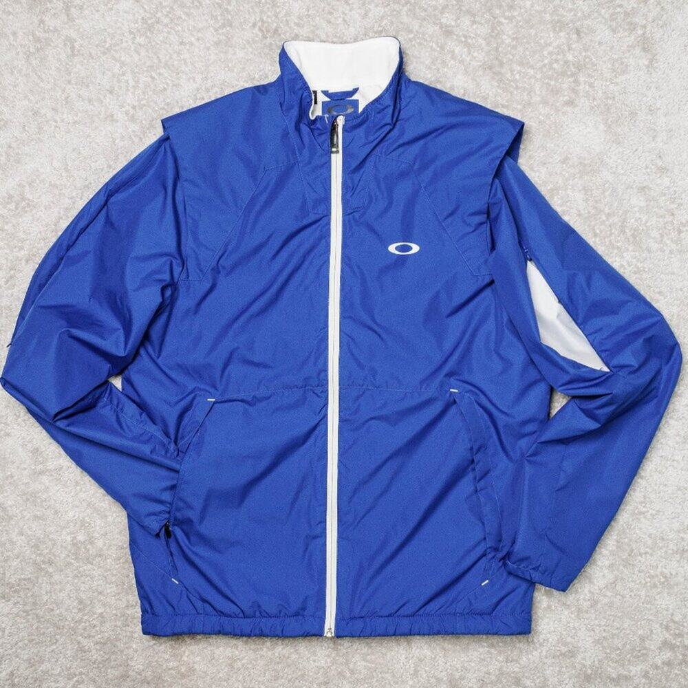 Oakley Blue White Full Zip Fleece Lined Insulated Light Jacket Mens L